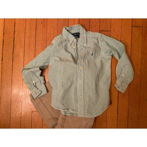 Boys Size 4/5 Slim Polo Ralph Lauren Seersucker Shirt & Gap Kids 5 Slim Khaki Pa